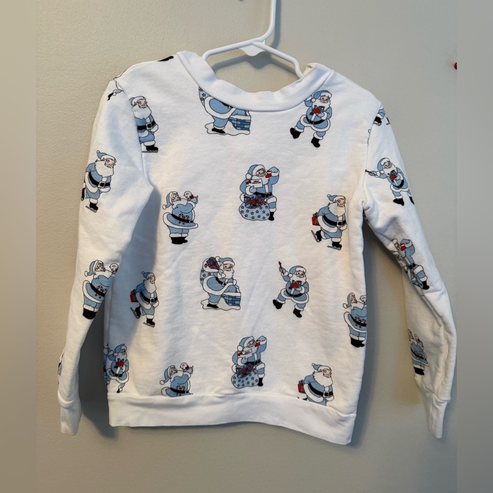 Sal & Pimenta Blue Santa Print Long Sleeve Crewneck